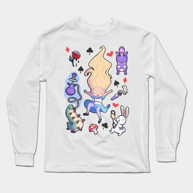 Alice in Wonderland Design Long Sleeve T-Shirt by PaperRain